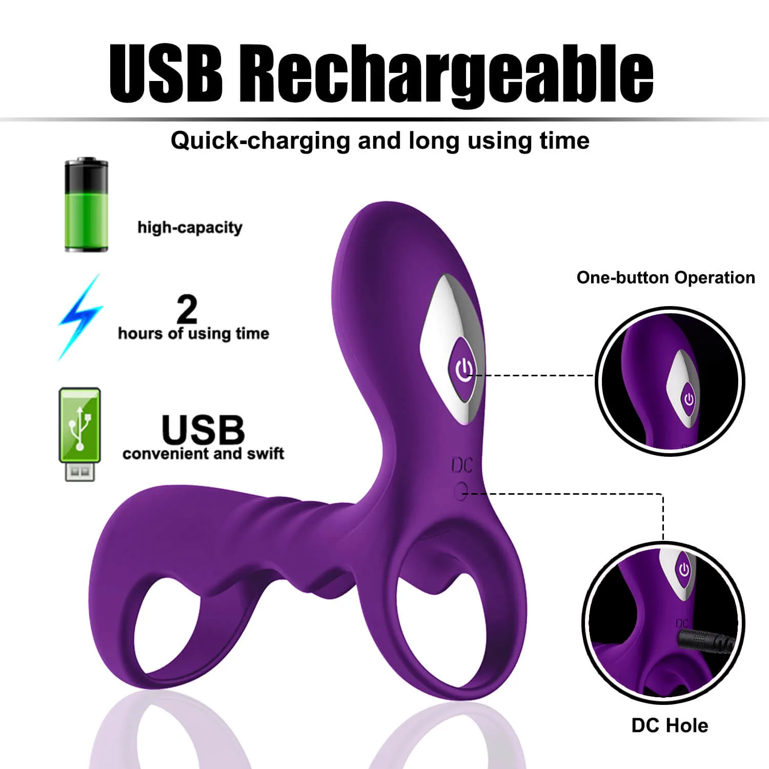 10 Vibration Modes Double Penis Rings Delay Ejaculation Adult Toy