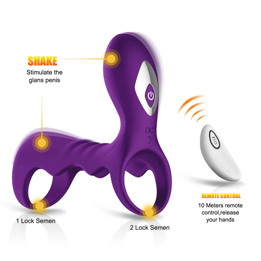 10 Vibration Modes Double Penis Rings Delay Ejaculation Adult Toy