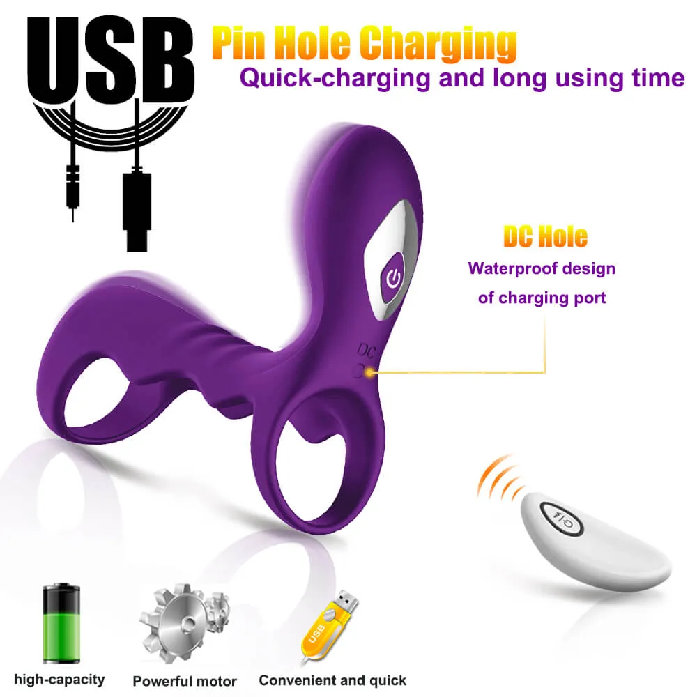 10 Vibration Modes Double Penis Rings Delay Ejaculation Adult Toy