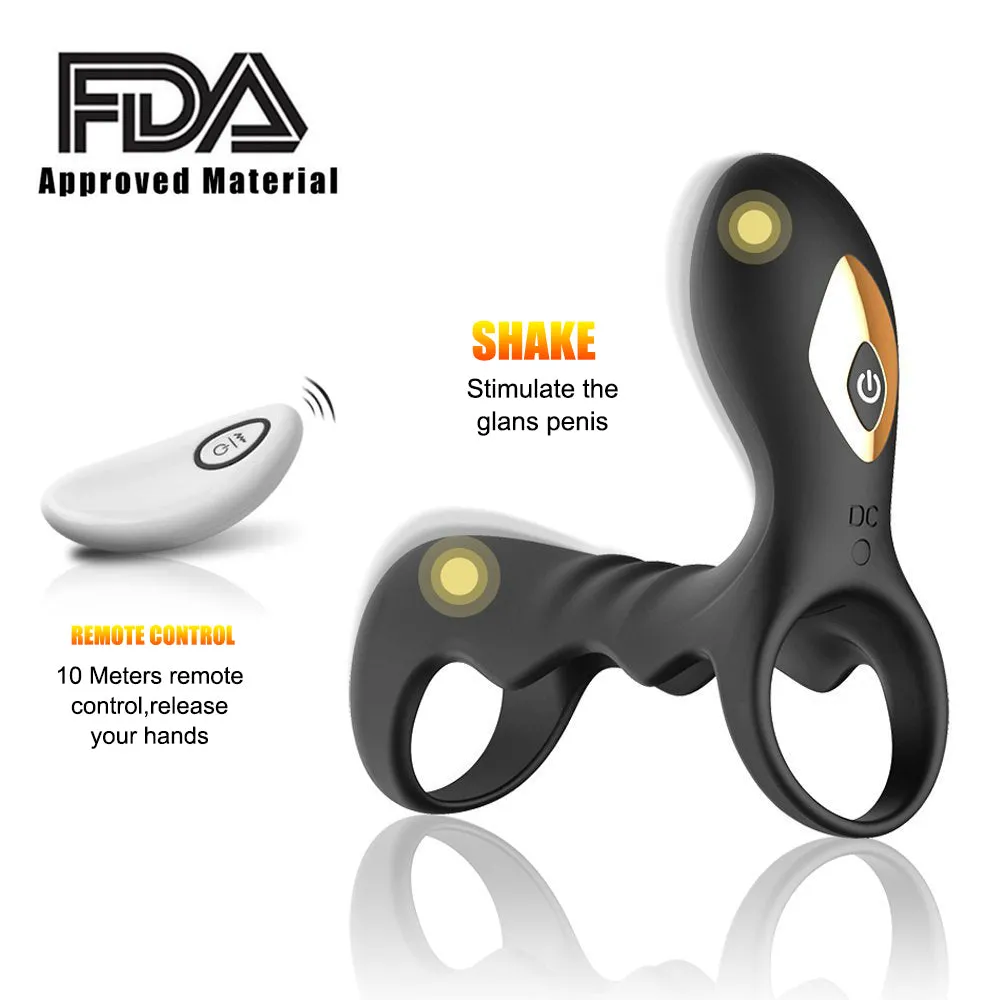 10 Vibration Modes Double Penis Rings Delay Ejaculation Adult Toy