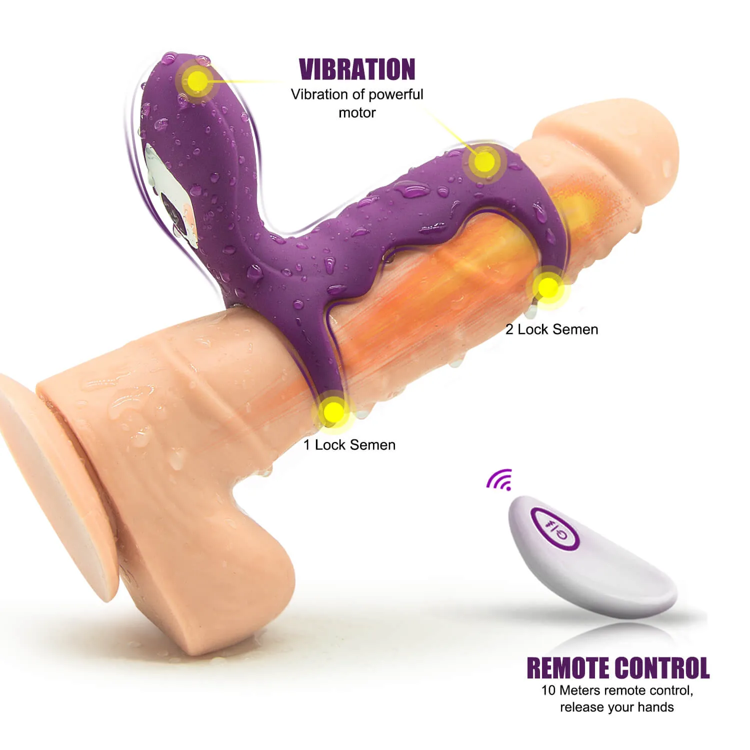 10 Vibration Modes Double Penis Rings Delay Ejaculation Adult Toy