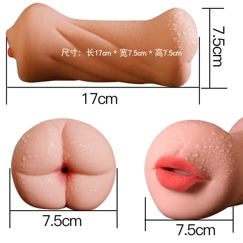 3D Dual Hole Anal Oral Pocket Pussy Realistic Silicone Masturbator For Men