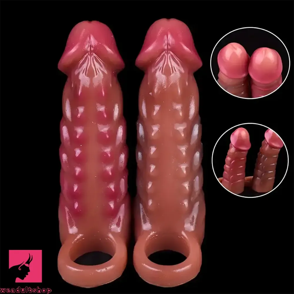 5.71in Silicone Soft Penis Sleeve Spiked Dildo For Anal G-spot Sex