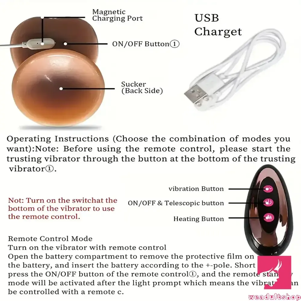 8.6in Vibrating Thrusting Big Silicone Soft Heated Dildo For Women Men