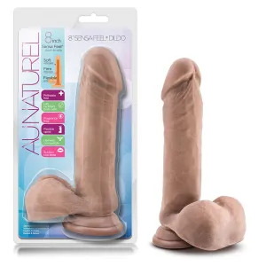 Au Naturel 8 in. Posable Dual Density Dildo with Balls Tan