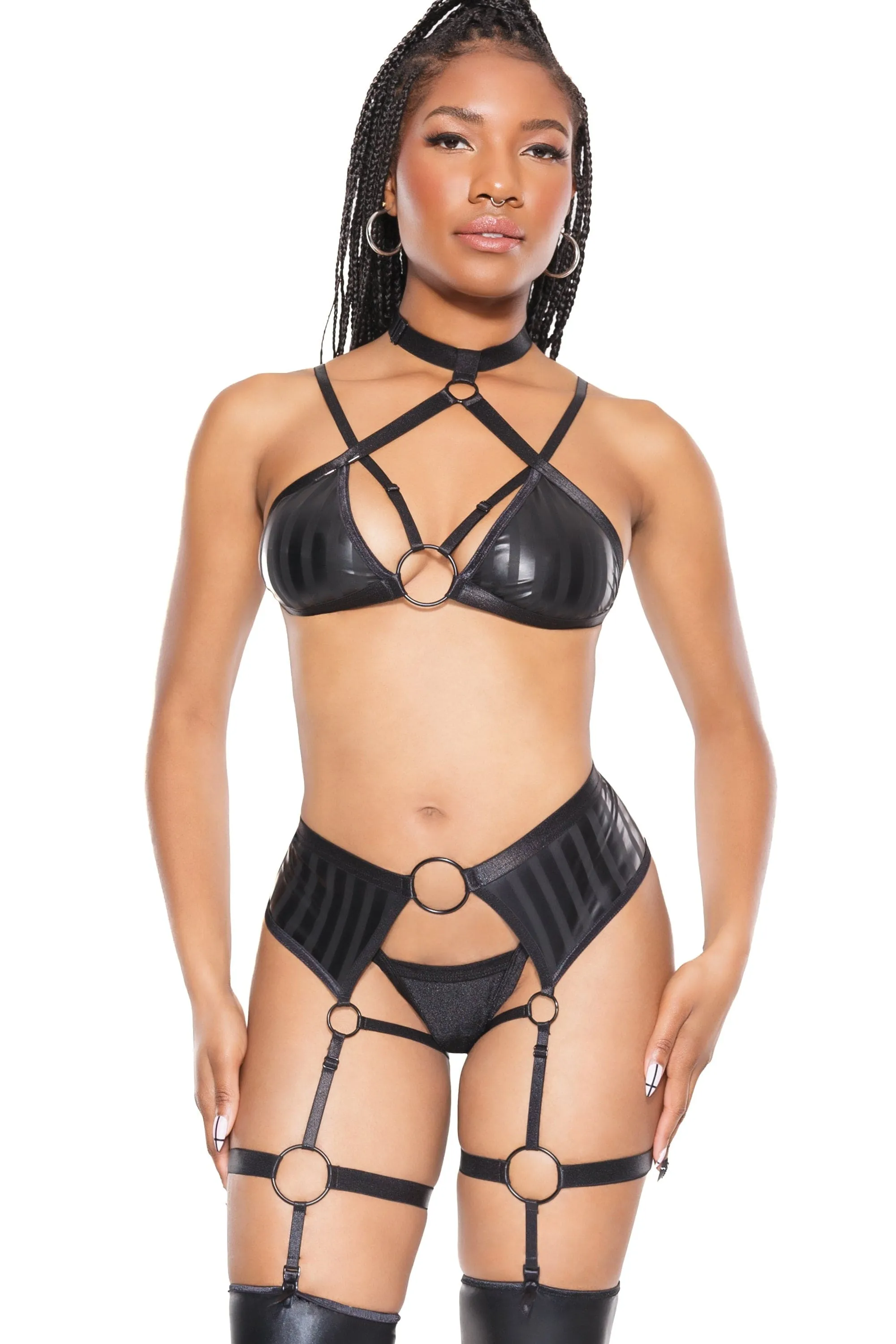 Coquette Halter Top & Crotchless Garter Panty