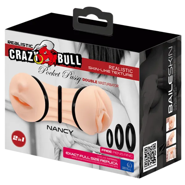 Crazy Bull Nancy Realistic Double-Entry Mouth & Vagina Male Masturbator Stroker