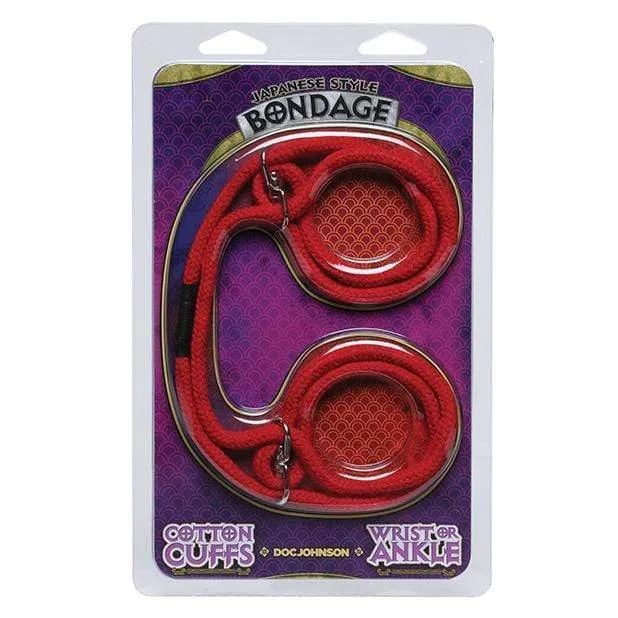 Doc Johnson - Japanese Style Bondage Wrist or Ankle Cotton Rope Cuffs (Red)