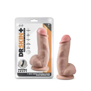 Dr. Skin Plus Girthy 7 in. Triple Density Posable Dildo with Balls Beige