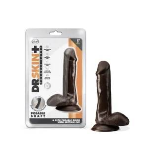 Dr. Skin Plus Realistic 6 in. Triple Density Posable Dildo with Balls Brown