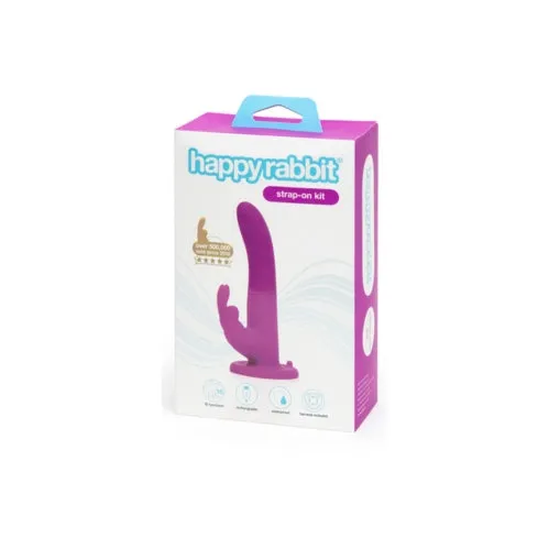 Happy Rabbit Rechargeable Vibrating Strap On Harness Set Purple