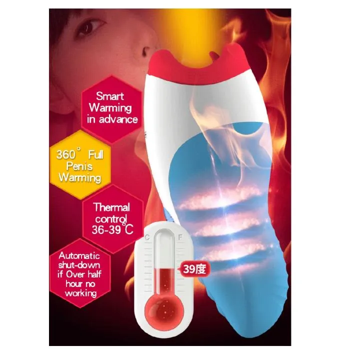 Leten Heating Thrusting Electric Tongue Suck Lick Male Masturbator