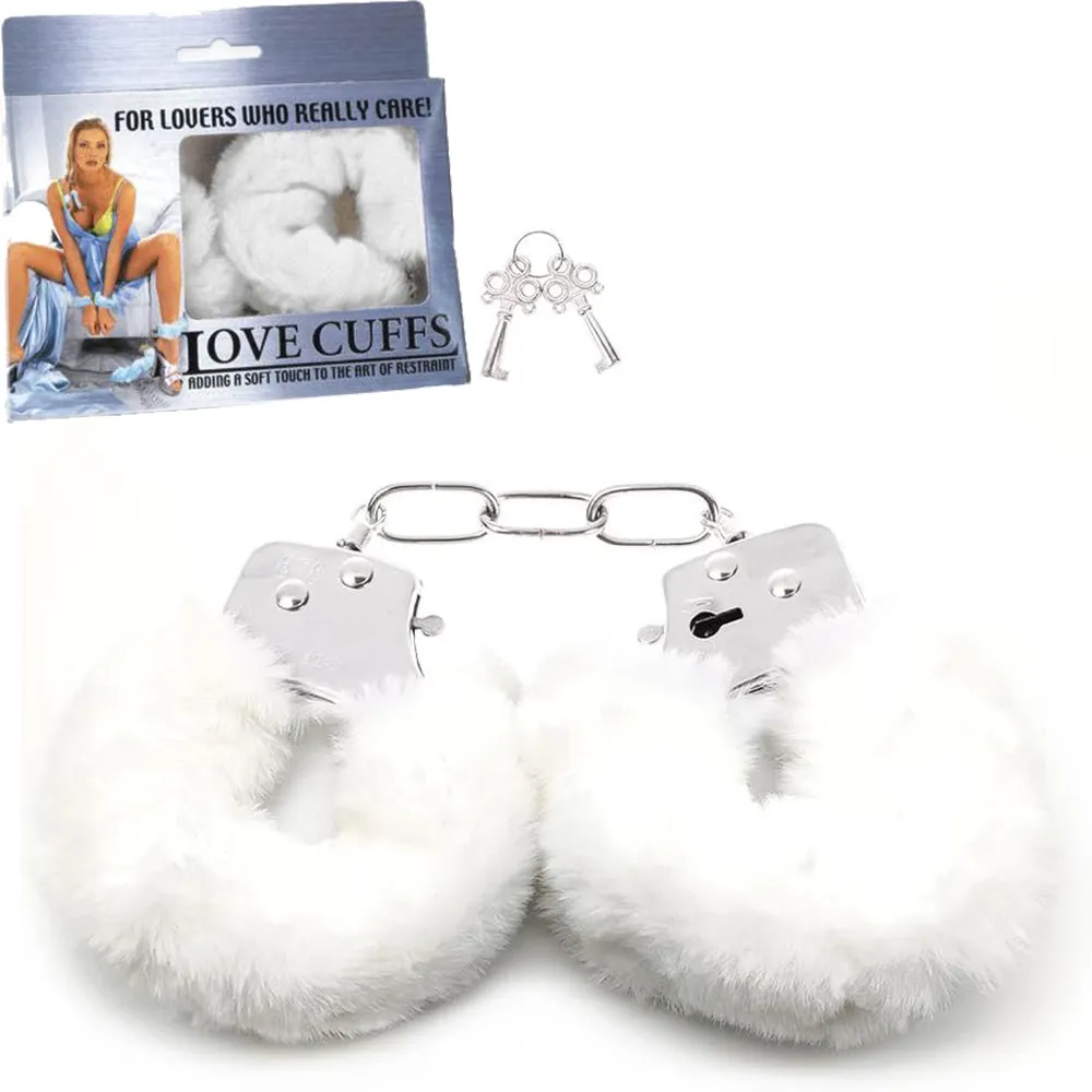 Love Cuffs BDSM Handcuffs Bondage Fluffy Metal Strong Restraints White