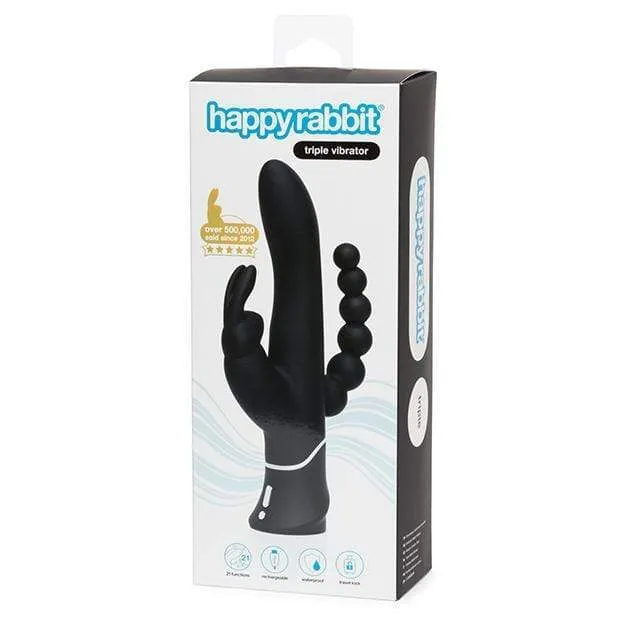 Love Honey - Happy Rabbit Triple Curve Rabbit Vibrator (Black)