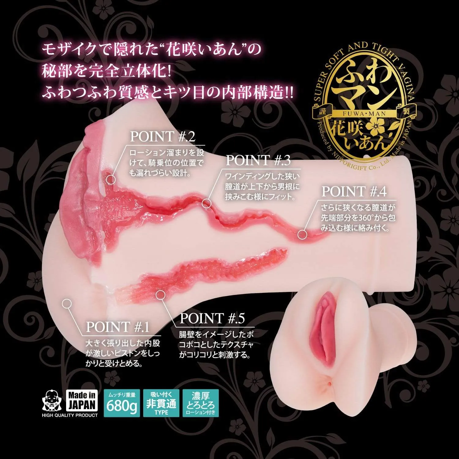 NPG - Japanese Porn Star Collection Fuwa Man Ian Hanasaki Meiki Onahole (Beige)