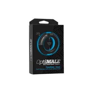 OptiMALE FlexiSteel Silicone. Metal Core Cock Ring 43 mm Black