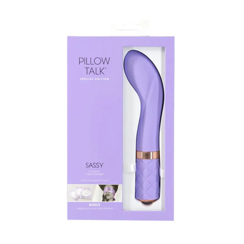 Pillow Talk Special Edition Sassy Rechargeable Silicone G-Spot Vibrator with Swarovski Crystal Purple