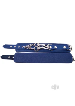 Plain Leather Wrist Cuffs - BLUE