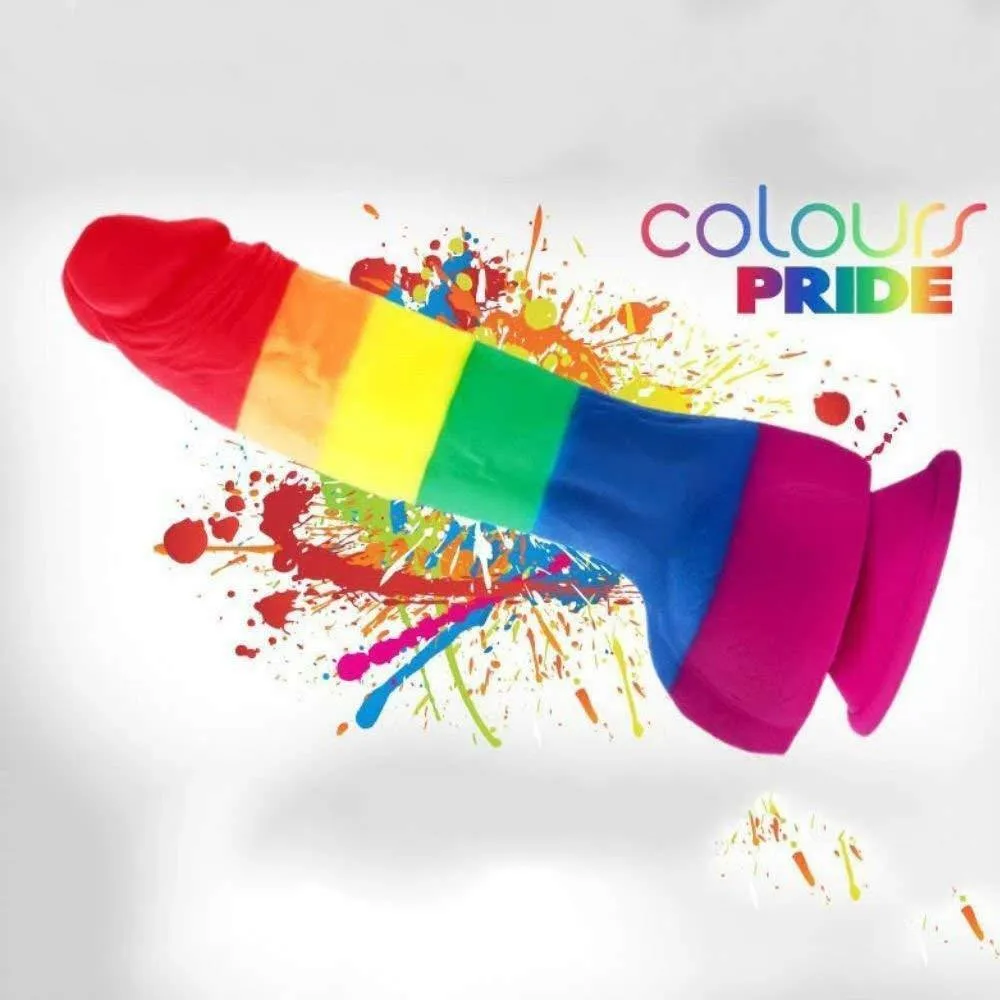 Rainbow Realistic Dildo Suction Cup G-spot Simulator Handheld Massager
