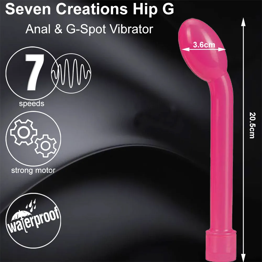 Seven Creations HIP G 21cm G-Spot Vibrator Powerful Unisex Vibe Pink