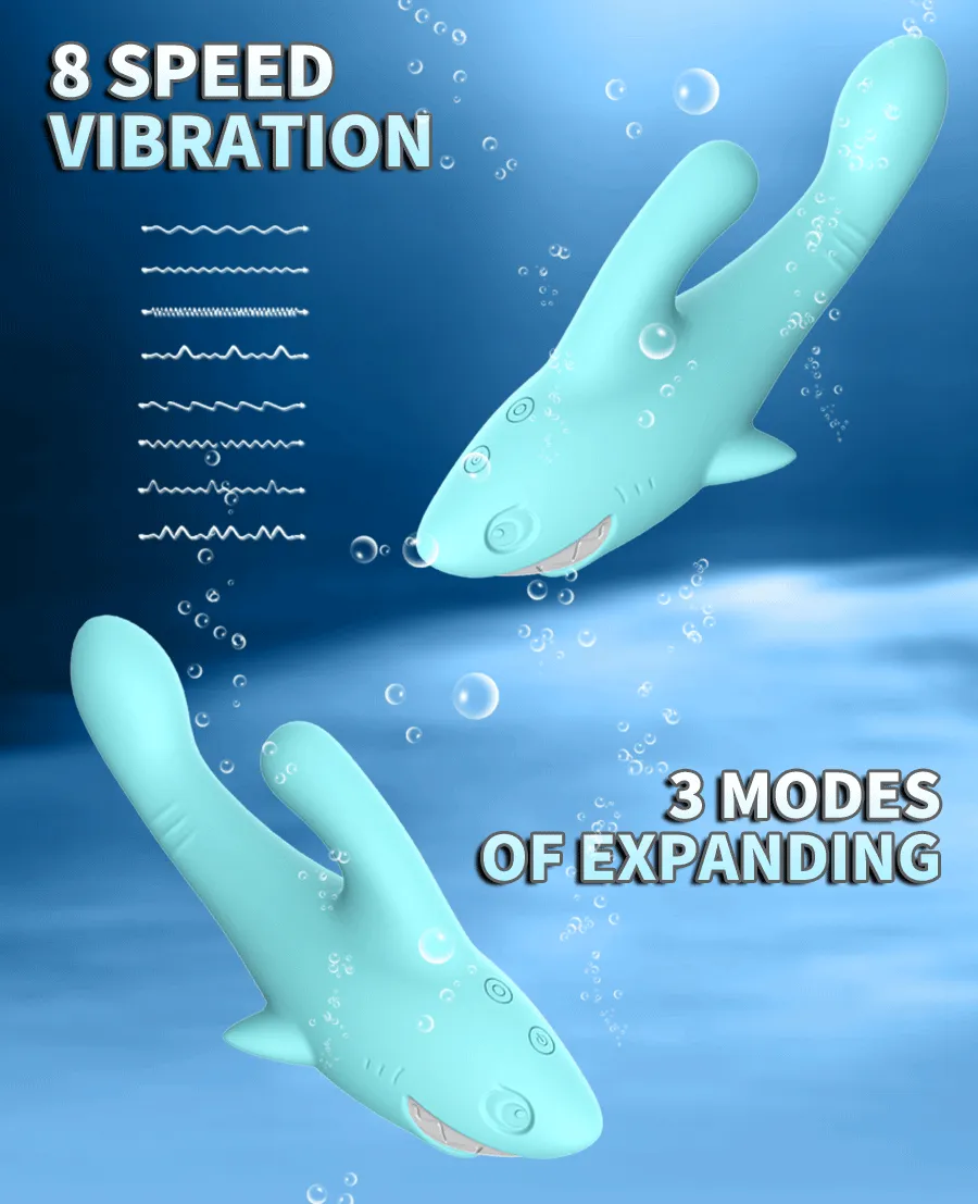 Shark Vibrator Thrusting Expanding Charging AV Massaging Wand