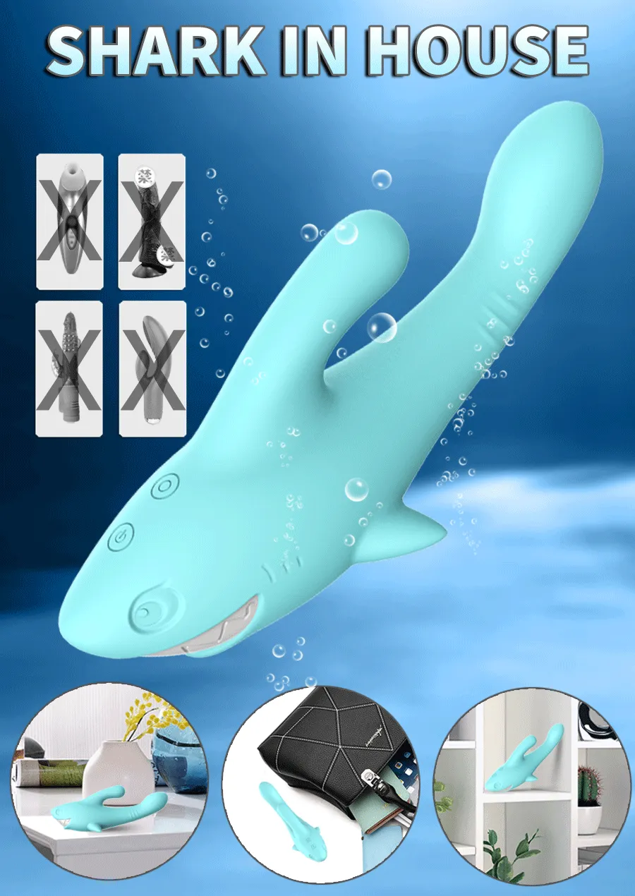 Shark Vibrator Thrusting Expanding Charging AV Massaging Wand