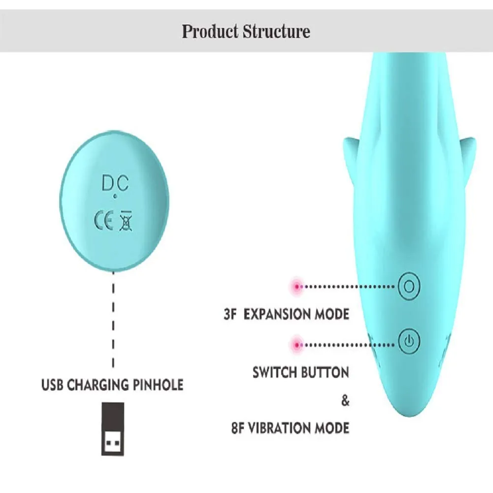 Shark Vibrator Thrusting Expanding Charging AV Massaging Wand