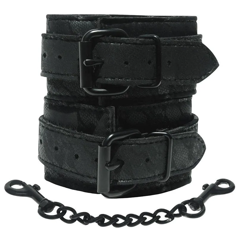Sincerely. Sportsheets Lace Adjustable Wrist Cuffs with Removable Chain Black