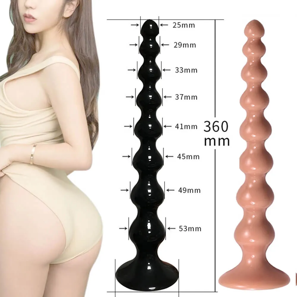 Super Long Soft Big Anal Beads With Suction Cup For Prostate Massaging